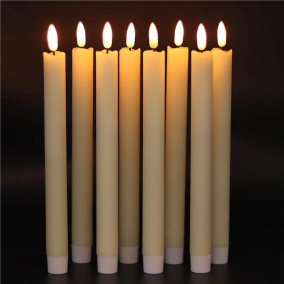 Flameless Ivory Taper Candles Flickering with Remote, Battery Operated Led - Picture 6 of 7
